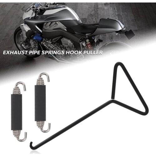 3PCS Universal Exhaust Pipe Spring Hook and T-Handle with Thicken Lengthen Durable Stainless Steel for Vehicle Motorcycle