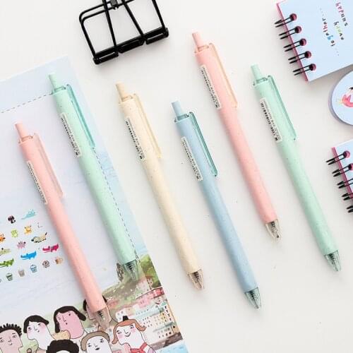 4pcs Wheat straw Nature color gel pen 0.5mm ballpoint writing pens Black ink Stationery Office School supplies Canetas A6411