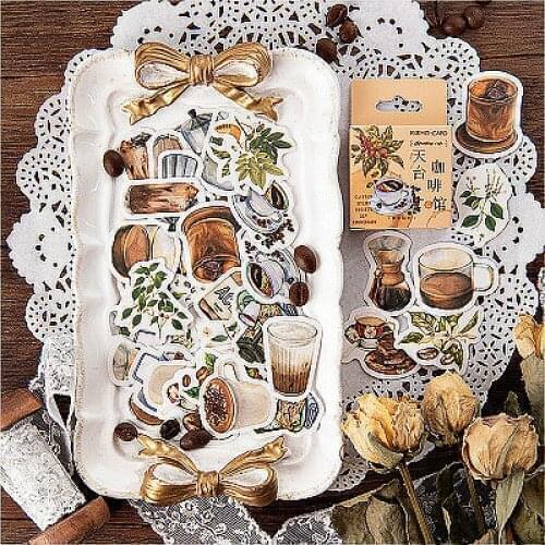 45pcs Kawaii Cute Cafe Washi Tape Adhesive Tape Practical Shine DIY Sticker Scrapbooking Sticker Label Masking Tape