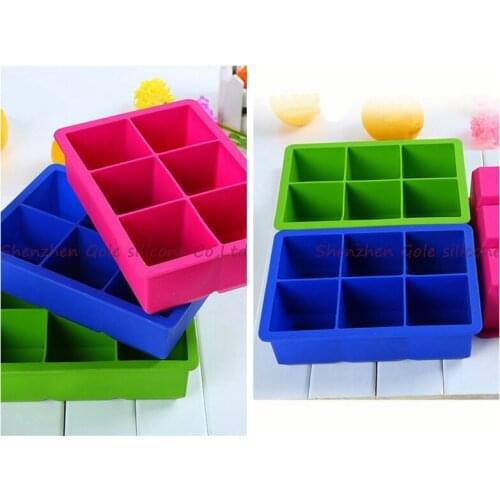 50pcs/lot Novelty 6-Square Soft Silicone Ice Cube Tray Ice Maker Jelly Pudding Mould Free Shipping