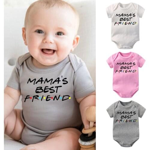 Mama Is Best Friend Printed Baby Romper Newborn Boys Girls Round Neck Jumpsuit Infant Kids Toddler Short Sleeve Bodysuit 0-24M