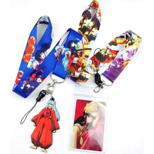 Anime Inuyasha Neck Strap Lanyard Mobile Phone Charms Key Chain Camera ID Badge Holder Cartoon soft fabric Lariat Key Chains