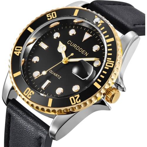CURDDEN Brand Luxury Watches Mens Fashion Leather Band Watch Casual Calendar Quartz Wristwatches Montres de Marque de Luxe 2020