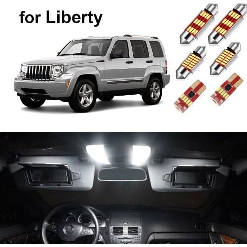 Canbus Car Led Interior Light Kit For Jeep Liberty 2002-2013 Indoor Dome Map Trunk License Plate LampTop Quality