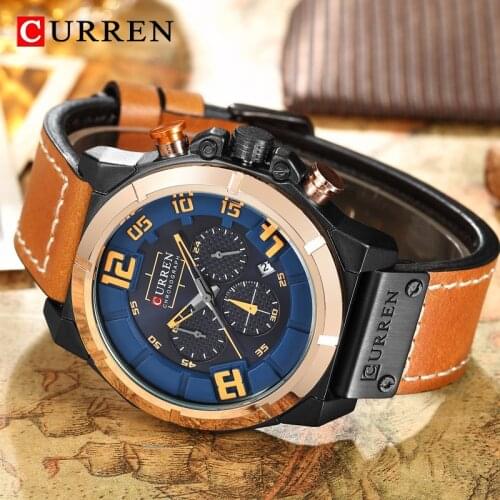 CURREN Fashion Casual Mens Watches Waterproof Military Sports Watch Men Leather Quartz Watches For Male Clock Relogio Masculino