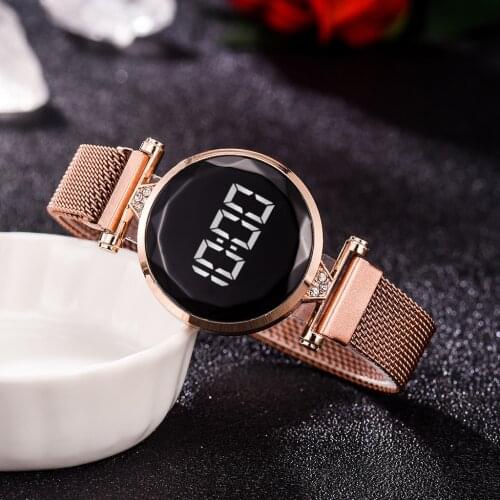 Fashion Digital Display Womens Watch Stainless Steel Ladies Watch for Women Rose Gold Watches Relogio Feminino Montre Femme