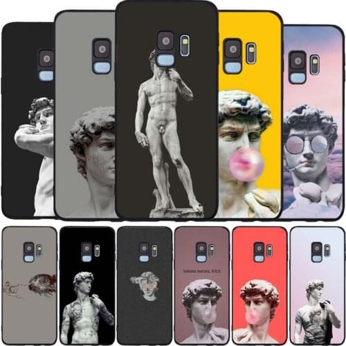 Vintage plaster statue black Soft phone Case For Samsung S20 S10 S9 S8 S7 edge Plus Lite Note 8 9 10 A6 A7 A8 A9 2018 Cover