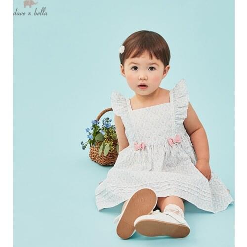 DBH16410 dave bella summer baby girls cute bow floral print dress children fashion party dress kids infant lolita clothes