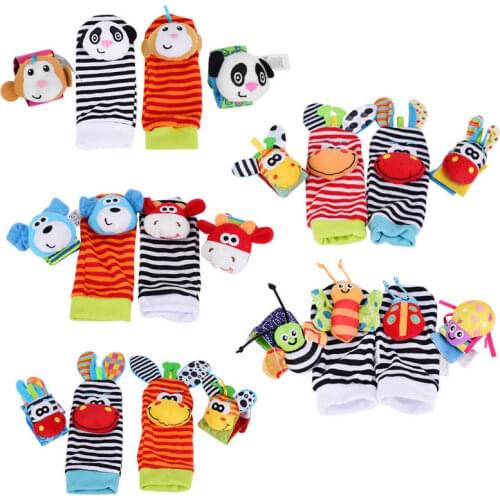 Infant Baby Kids Socks Rattle Toys Wrist Rattle and Foot Socks 0-12Months Infant Wristbands Soft Hands Rattle Toys