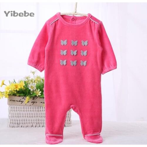 Baby velour rompers long sleeve girl boy clothes Unisex long sleeve onesies pyjamas newborn baby footed overalls jumpsuit outfit