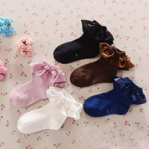 FEERIJT Ins 2019 Spring Childrens Socks Baby Girls Lovely Princess Lace Socks Cotton Pink Solid Color Socks for 2-8 Years Old