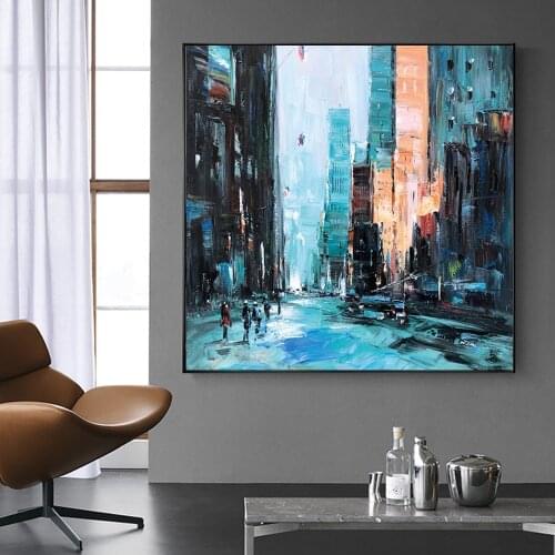 City Architecture Landscape Oil Painting On Canvas Handmade Abstract Wall Art Interior Home Decor Acrylic Wall Hangings Artwork
