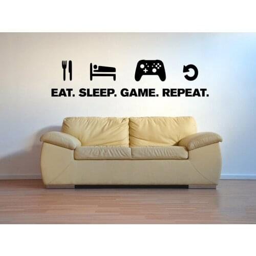 Game wall decals eating sleep games repeat decals game room decoration home bedroom living room beautifully decorated gifts YX17