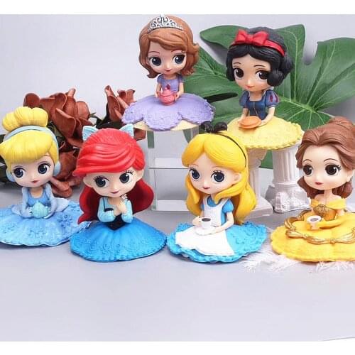 Q Posket Sofia Snow White Alice Cinderella Ariel Belle Mermaid Aurore Princess Toys Anime Dolls Figures For Cake Wedding Decor