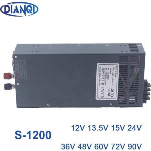 1200W 12V 100A Switching power supply for LED Strip light AC to DC power suply input 110v 220v 1200w S-1200-12 72V 48V 72V 24V