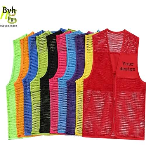 Custom design vest print logo men and women mesh work uniform top