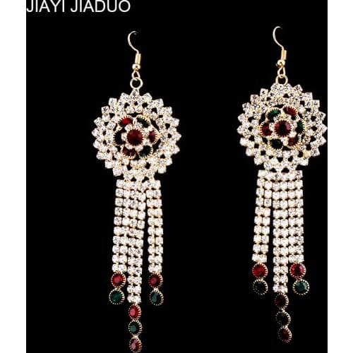 Jiayi jiaduo Glamor indian women vintage ornaments long earrings banquet wedding apparel accessories gift dropshipping