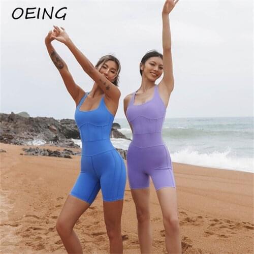 Womens Jumpsuit Workout Clothes Yoga Sets Seamless Tights Dry Fit Sweat Tracksuits Sport Lounge Wear