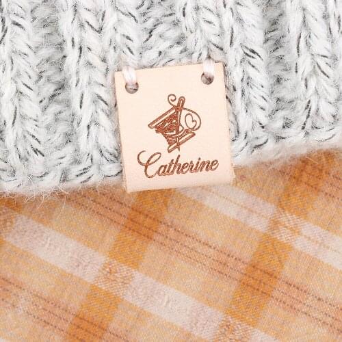 Leather Tags, custom text, knit labels, personalized labels, custom engraving labels, Personalized Brand (PB1607)
