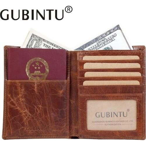 Gubintu Leather Passport Case Passport Holder Full-Grain Leather Vintage Documents Boarding Card Leather Wallet Passport Holder