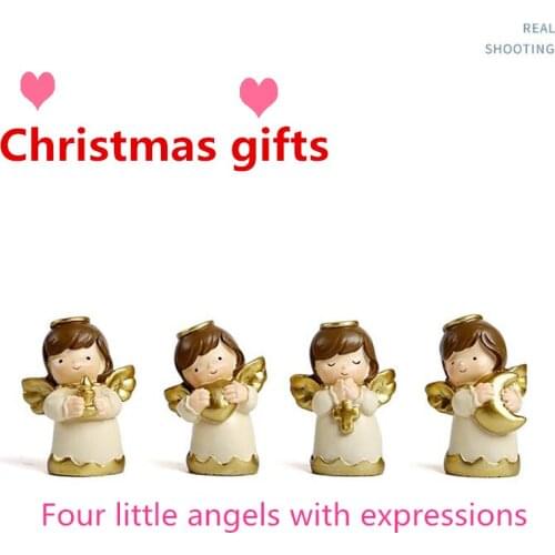 Hot selling cartoon angel creative home resin crafts gift of birth of Jesus Four expressions