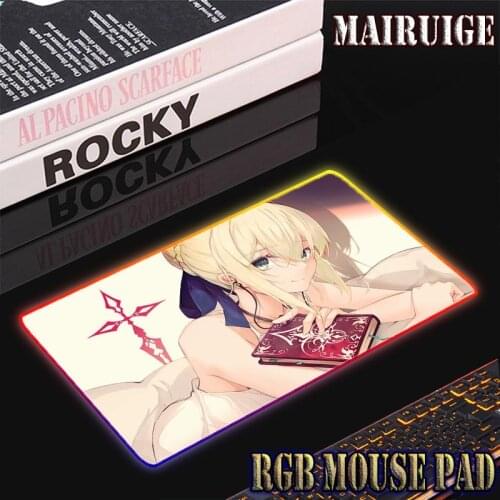 Mairuige Cute Cartoon Girl Pattern Gaming Rubber No-slip RGB Large Mouse Pad PC Laptop Keyboard Desk Carpet wrist rest