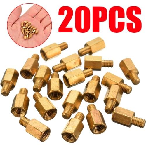 Mayitr 20Pcs Single Head M3 Brass Standoff Hexagonal Spacer 6+4mm O4L0 For PC PCB Motherboard Mother Board Mounting