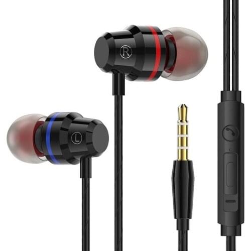 4D Metal Wired Headphones Super Bass Headsets Earbuds with Microphone For Mobile Phone iPhone Xiaomi Samsung Huawei