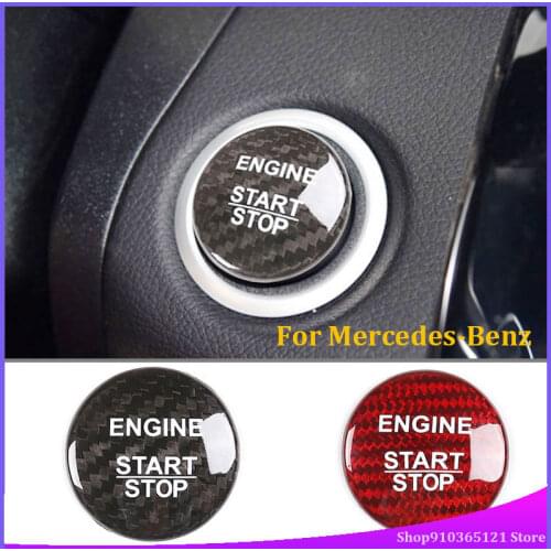 For Mercedes-Benz C/Glc/Gla/Cla/Gls/Gle Modified One-Key Start Button Sticker Real Carbon Fiber Decoration