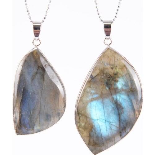 Fashion Irregular Agates Silver Color Double Buckle Pendant for Women DIY Choker Necklace Faceted Big Pendants Jewelry D839