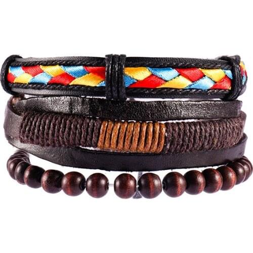 European and American Vintage Style Woven Leather Bracelet for women Multi-layer Art Hand colorful assorted men Bracelet gift