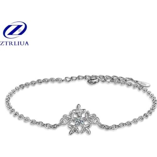 New Fashion Fresh Wild Exquisite 925 Sterling Silver Jewelry Snow Crystal Sweet Female Personality Bracelets SB77