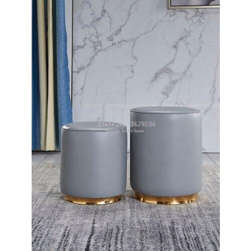 NEW Nordic Round Stool Soft Leather Sofa Ottoman Home Living Room Low Stool Dressing Stool Shoe changing Bench Foot Stool