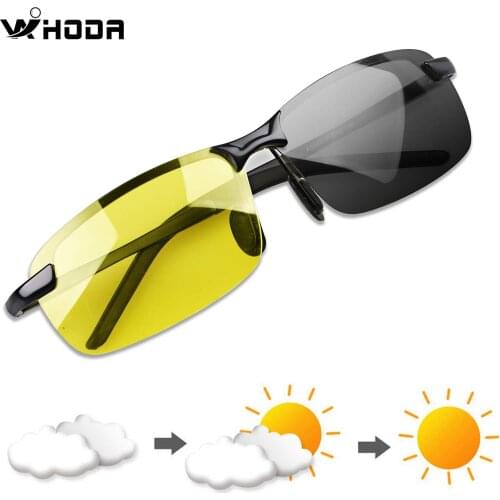 Al-Mg Alloy Photochromic Polarized Men Day&Night Vision Driving Sunglasses, Discoloration Driver Sun Glasses UV400 Protect S160