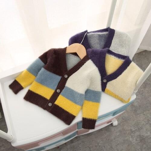 Autumn and Winter Sweater Childrens Sweater New Autumn and Winter Korean Cardigan Boys Cashmere Multi-Color Coat