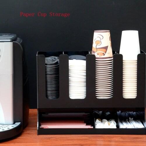 Acrylic Black/White Cup Storage Paper Cup Holder Coffee Cup Lid Storage Rack Take-up Cup Storage Rack Straw/Sugar Organizer