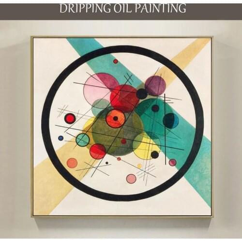 Professional Artist Hand-painted Modern Wall Picture Circle in a Circle Wassily Kandinsky Oil Painting for Home Wall Decoration