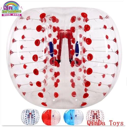 Transparent human body soccer with air pump, 1.5m inflatable bubble ball suit for football