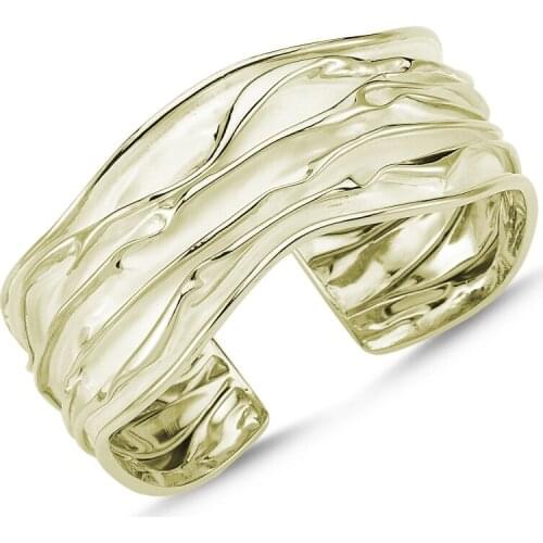 Silverlina Silver Gold Plated Six Open Wrinkled Bracelet