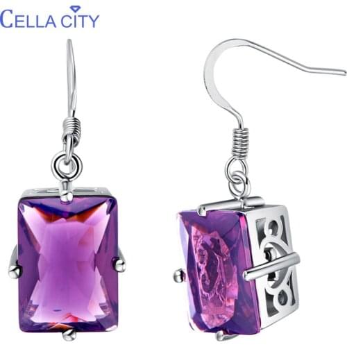 Cellacity silver earring for women with ruby Gemstones 915 silver Earrings Ear Studs women party wholesale gift new arrival
