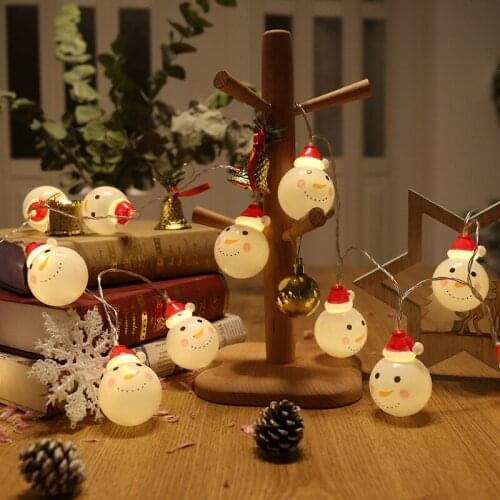 Led Snowman Headlamp String Color Lights Flash Santas Battery Box Christmas Decorative Snow Lamp New Year Lighting String