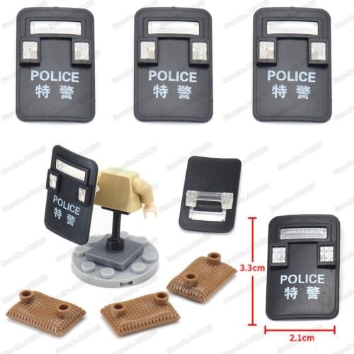 Military Figures Anti Shield Black Building Block Patrol Swats Shield Team Weapons WW2 Army Model Moc Child Toys Christmas Gifts