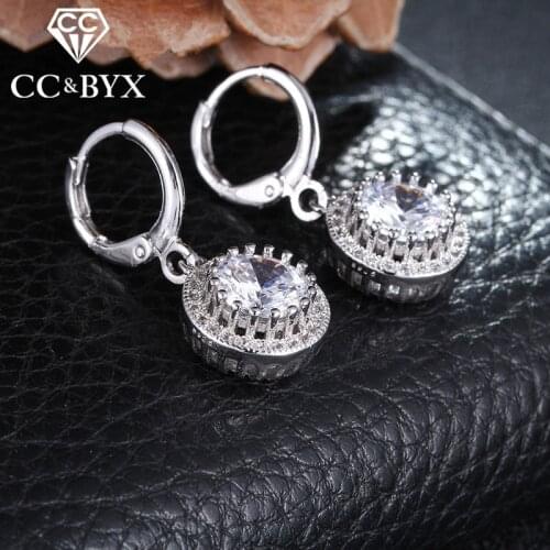 CC Drop Earrings For Women Round AAA Zirconia Fashion Jewelry Dangle Earrings With Austrian Crystal Classic Accessories CCE021