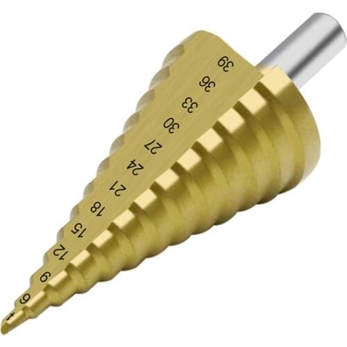 1Pcs 4-39mm Drill Bit HSS Step Drill Bits Woodworking Tools High Speed Steel Wood Hole Cutter Cone Drilling