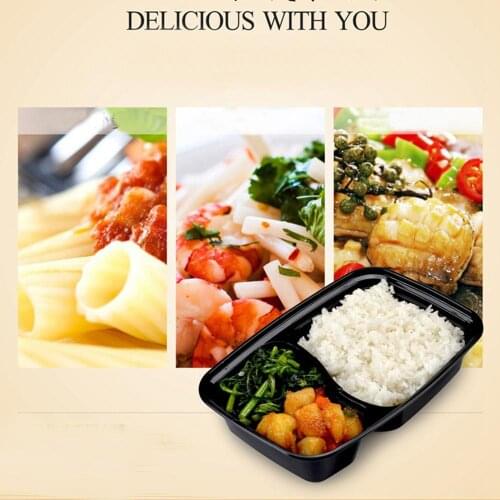 10 Pcs Plastic Reusable Bento Box Meal Storage Food Prep Lunch Box 2 Compartment Home Lunchbox
