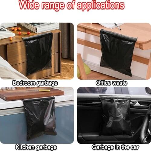 15pcs Portable Hanging Car Trash Bag Office Self-adhesive Garbage Bags Disposable Cleaning Bags Kitchen Accessories Black