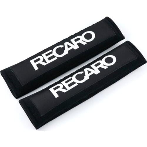 2pcs JDM RECARO Cotton Seat Belt Cover Soft Harness Pads Shoulder Pad Red/Black