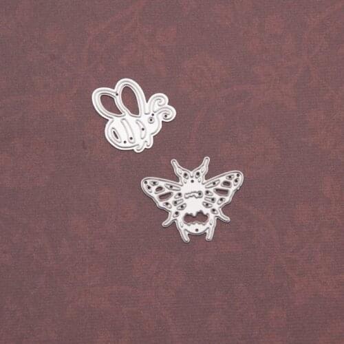 2Pcs Cute Bee Metal Cutting Dies Stencil Scrapbooking DIY Album Stamp Paper Card Embossing Decor Craft