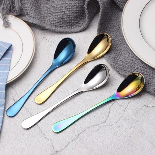 304 Stainless Steel Coffee Stirring Spoon Dessert Cake Solid Thickening Spoon Household Restaurant Kitchen Accessories