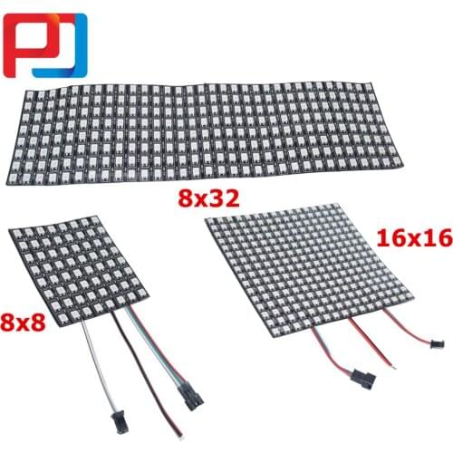 DC5V 8*8,16*16,8*32 Pixels WS2812 Digital Flexible LED Programmed Panel Screen Individually Addressable Full Color Display Board